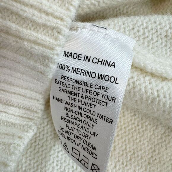 Hill House Sweater Womens Large Merino Wool Cream Puff Sleeve Preppy Classic - Picture 10 of 10